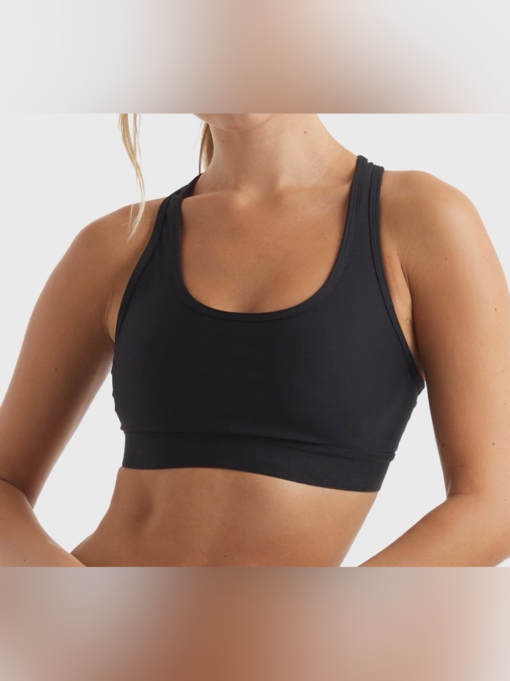 Hanes Racerback Sports Bra Size Wireless Stretch Black Size Med New In Plastic